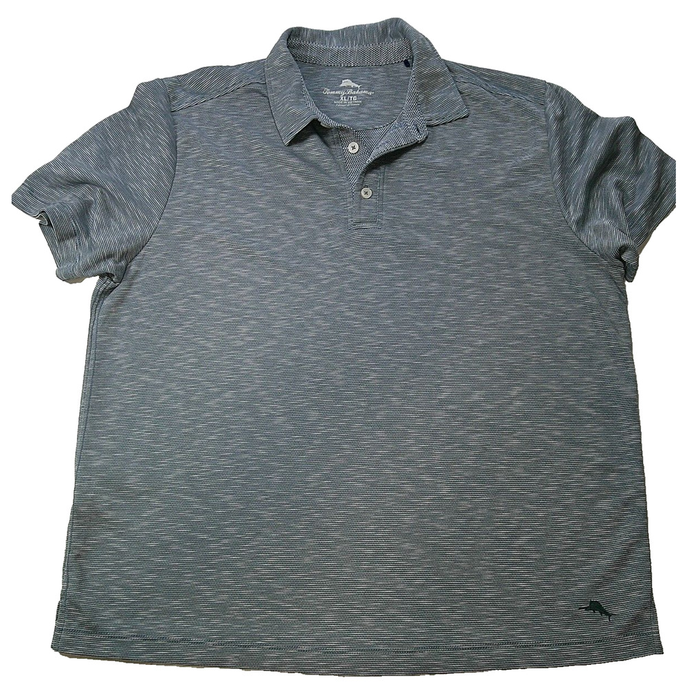 TOMMY BAHAMA MENS SHORT SLEEVE GOLF POLO XL Blue-gray Lyocell Blend